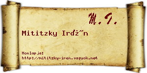 Mititzky Irén névjegykártya